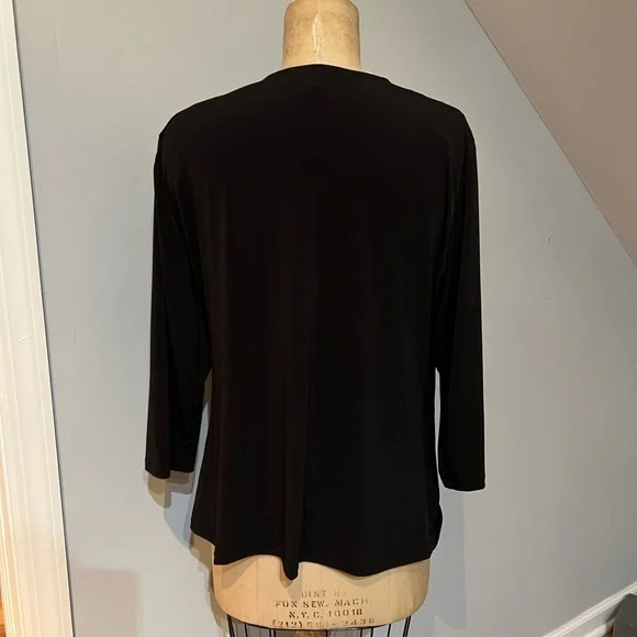 Largerfeld Paris Black Ruffle V Neck Blouse Large - Picture 2 of 4